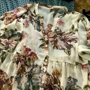 Torrid Ivory Floral Chiffon Hi-Lo Babydoll Tunic